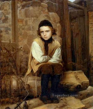 Ivan Kramskoi Painting - Niño judío insultado por el demócrata Ivan Kramskoi